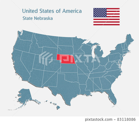 Vector map country USA and state Nebraska 83118086