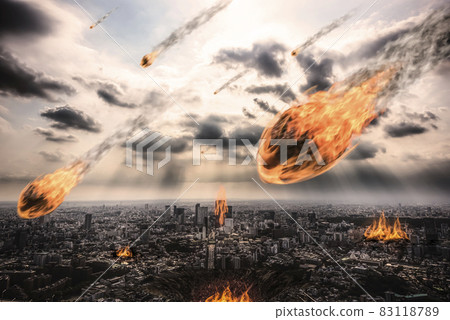 Tokyo cityscape with meteorites Tokyo cityscape with meteorites 83118789