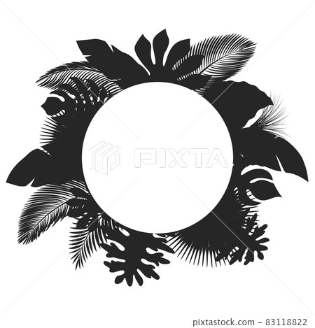 Silhouette round tropical leaves, suitable for nature concept, summer and holiday. Vector illustration 83118822