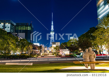 Nagoya Sakae Hisaya Odori Park Layered Hisaya Odori Park Chubu Electric Power MIRAI TOWER 夜景 Nagoya Sakae Hisaya Odori Park Layered Hisaya Odori Park Chubu Electric Power MIRAI TOWER 夜景 83119318