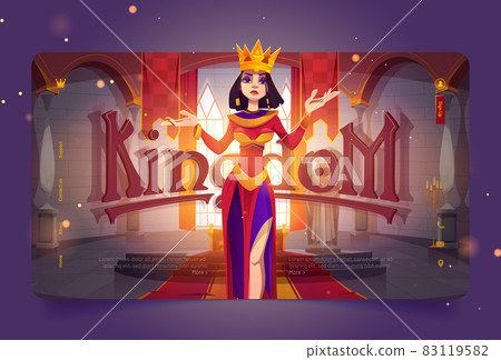 Kingdom banner with queen in medieval castle 83119582