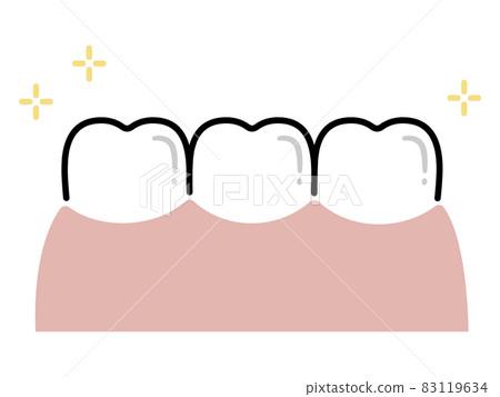 潔白有光澤的牙齒（一字排開）/簡單畫線 83119634
