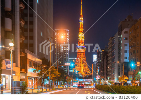 《Tokyo》 Night view of Tokyo Tower / Mita Street 83120400