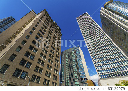 Buildings in Nakanoshima from the pedestrian deck of Mitsui Garden Hotel Osaka Premier 83120979