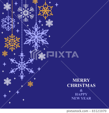 Christmas card with hanging decorative snowflakes - Stock Illustration ...