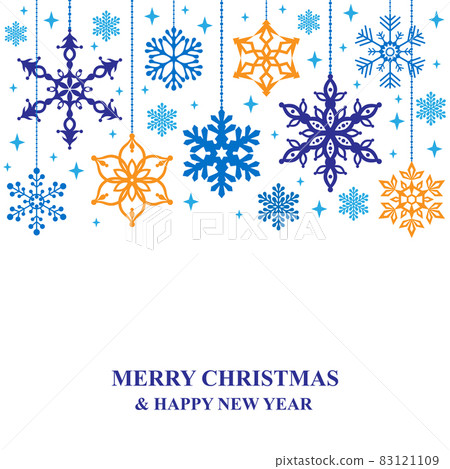 Christmas card with hanging decorative snowflakes - Stock Illustration ...