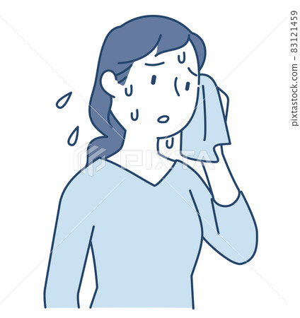 一個女人出汗擦臉 一個女人出汗擦臉 83121459