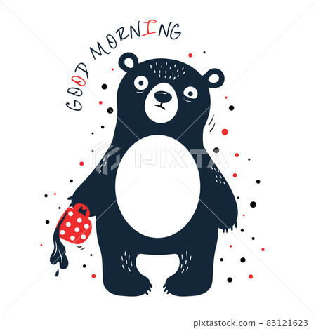Dissatisfied and sleepless bear. Inscription Good morning 83121623