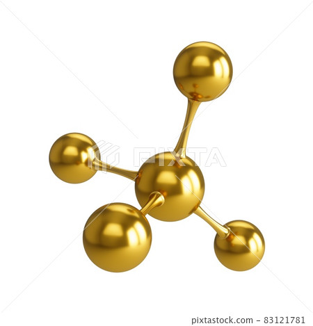3D Rendering Golden Atom Molecule Structure isolated on white background 3D Rendering Golden Atom Molecule Structure isolated on white background 83121781