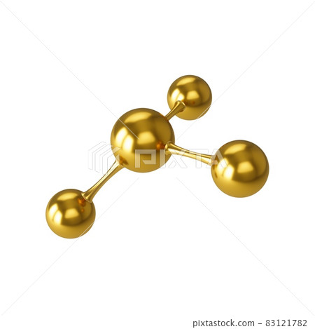 3D Rendering Golden Atom Molecule Structure isolated on white background 3D Rendering Golden Atom Molecule Structure isolated on white background 83121782