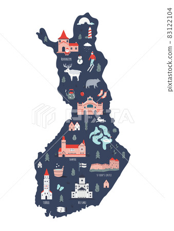Vector illustrated map of Scotland with famous symbols 83122104