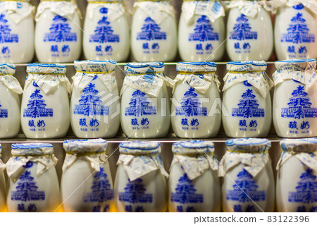 Cups of Lao Beijing Suannai, popular old-style Beijing yogurt Cups of Lao Beijing Suannai, popular old-style Beijing yogurt 83122396
