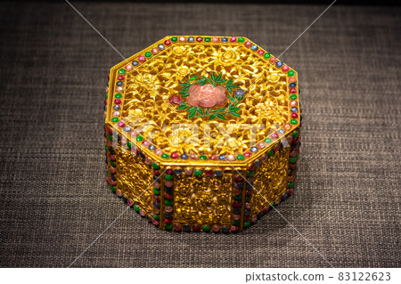 Golden jewelry box exhibited in National Museum of China in Beijing 83122623