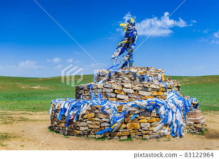 Ovoo Mongolian monument in Inner Mongolia Province of China 83122964