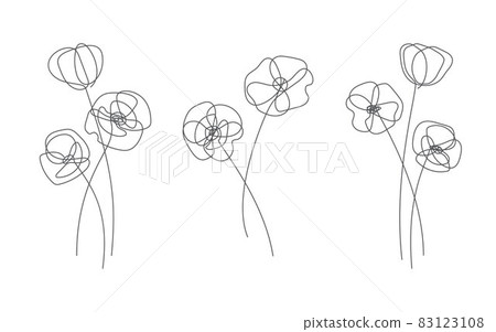 Poppy flower in line style. Modern line art for poster and banner Poppy flower in line style. Modern line art for poster and banner 83123108