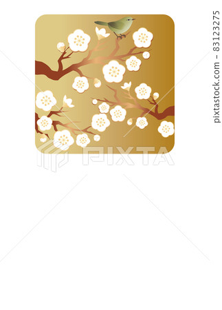 Winter sympathy winter sympathy Uguisu plum frame background copy space template illustration 83123275
