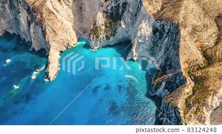 Aerial drone view of the Ionian Sea coast of Zakynthos, Greece Aerial drone view of the Ionian Sea coast of Zakynthos, Greece 83124248