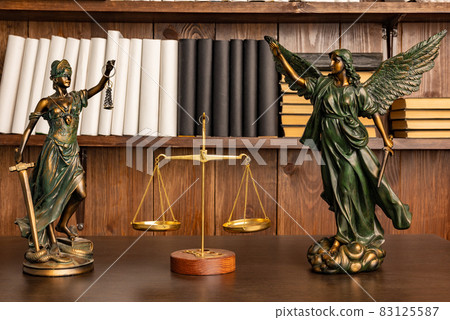 Sculpture of the ancient Greek goddess of victory Nike and goddess of justice Themis 83125587