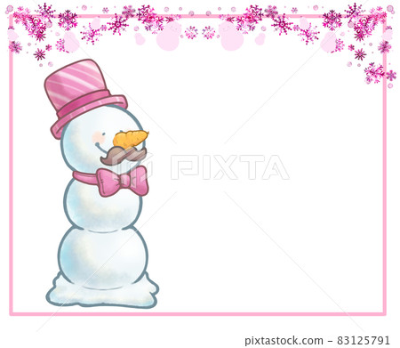 Snowflake frame and carrot nose three-tiered snowman silk hat pink ver 83125791
