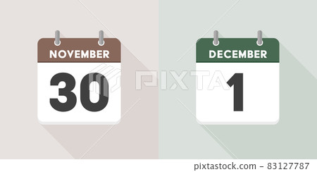 11 月 30 日和 12 月 1 日的日曆：從秋季到冬季的季節性過渡 83127787