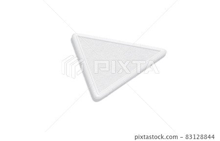 Blank white triangle embroidered patch mockup lying, side view 83128844