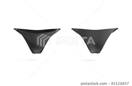 Blank black woman bikini swimming trunks mockup, front back view Blank black woman bikini swimming trunks mockup, front back view 83128857