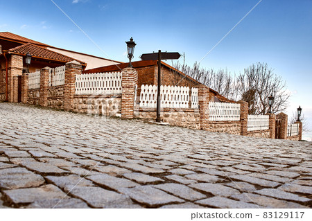 Picturesque street in Sighnaghi Signagi , Kakheti , Georgia. Sighnaghi is known as a Love City in Georgia. 83129117