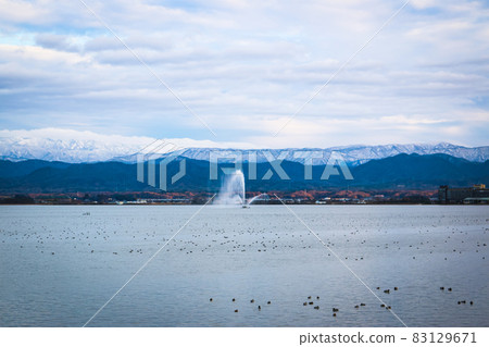 Sightseeing spots in Kaga Onsen View from Stock Photo