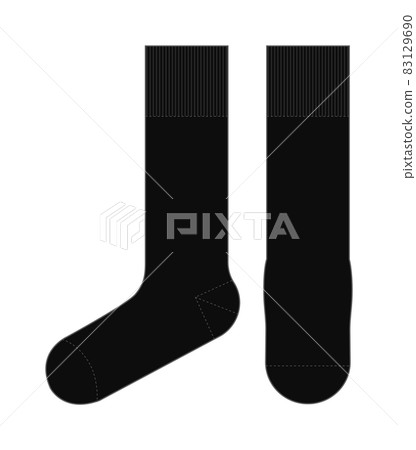 High socks template illustration (front side) / black High socks template illustration (front side) / black 83129690