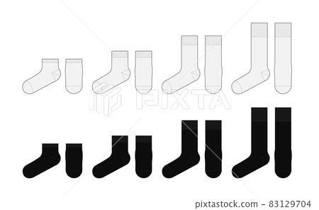 Short socks template illustration set (front side) / various lengths Short socks template illustration set (front side) / various lengths 83129704