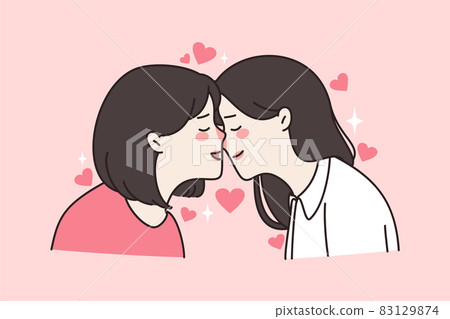 Homosexual lesbian couple of girls kiss Homosexual lesbian couple of girls kiss 83129874
