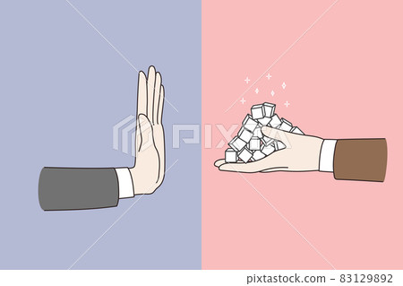 Person say no refuse from sugar  83129892