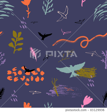 Vector seamless pattern with birds - Stock Illustration [83129936] - PIXTA