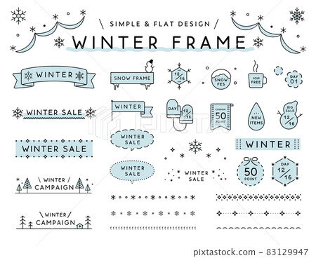 簡單的冬季框架集，雪花裝飾，裝飾，框架，邊框，標題，氣球標題 83129947