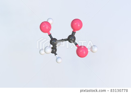 Molecule of lactic acid, isolated molecular model. 3D rendering 83130778
