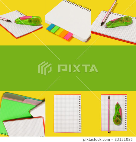 stationery on colorful background. instagram layout. school concept 83131085