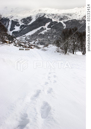 Footprints at hillside 83131414
