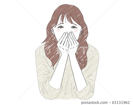 A woman with both hands on her face A woman with both hands on her face 83131962