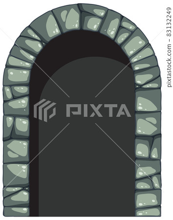 Stone arch in cartoon style on white background 83132249