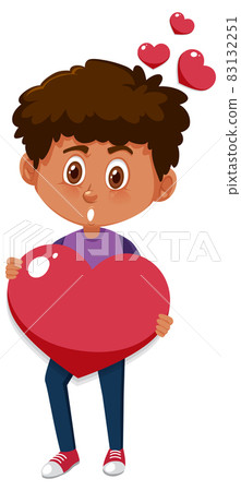 Kid holding heart on white background 83132251