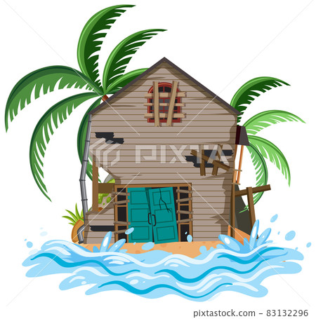 Abandon house on deserted island 83132296