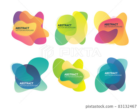Blur free form shapes color gradient collection. Fluid organic colorful design elements. Abstract flux with soft transition effect, vector illustration 83132467