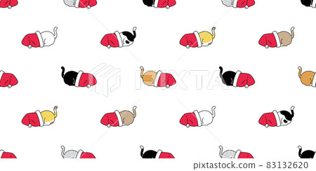 cat seamless pattern christmas santa claus hat... - Stock Illustration ...