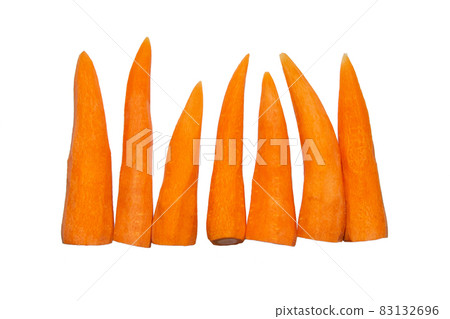 Fresh peeled carrots close-up on a white background. Vegetables for a healthy diet. Carrot frame for design. Fresh peeled carrots close-up on a white background. Vegetables for a healthy diet. Carrot frame for design. 83132696
