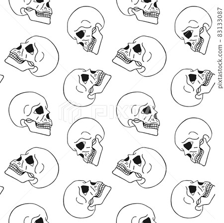 Vector seamless pattern of hand drawn human skull-插圖素材 [83133087] - PIXTA圖庫