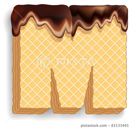 Letter consisting of wafers with chocolate cream 83133491