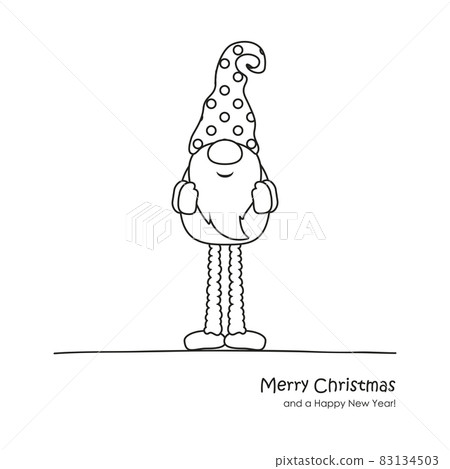 cute christmas dwarf cartoon for coloring book 83134503