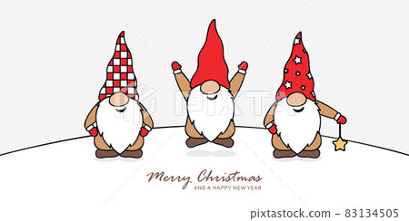 christmas greeting card with cute christmas dwarf 83134505