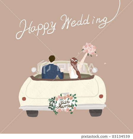 新娘車，新娘和新郎在車裡，新娘，婚禮，婚禮 B 83134539