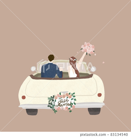 Bridal car, bride and groom in a car, bride, wedding, wedding A Bridal car, bride and groom in a car, bride, wedding, wedding A 83134540